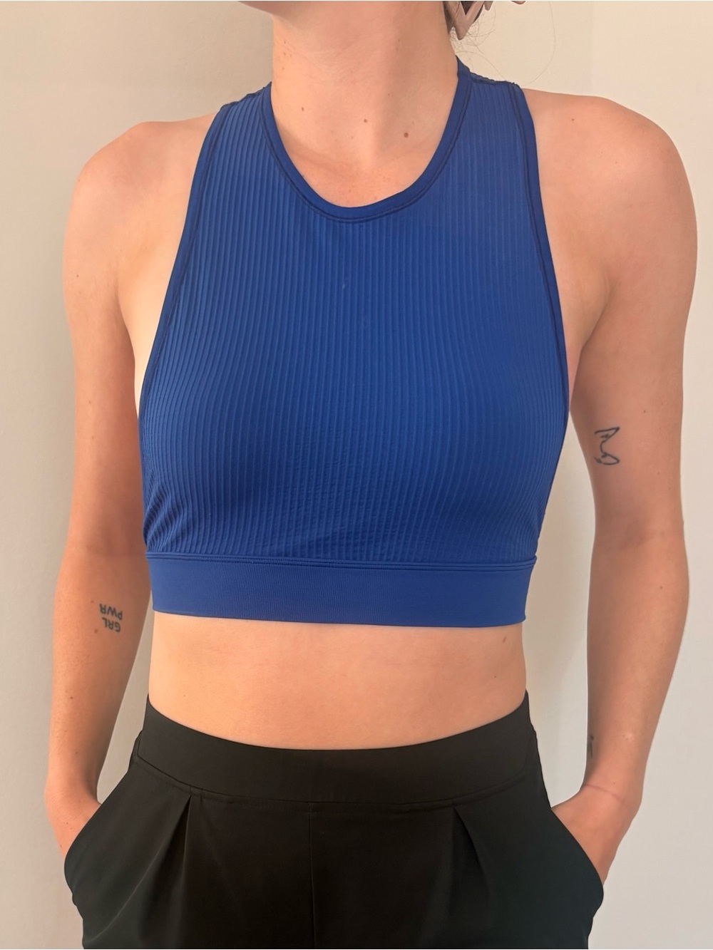 Anthropologie Royal Blue Ribbed Cropped Tank
